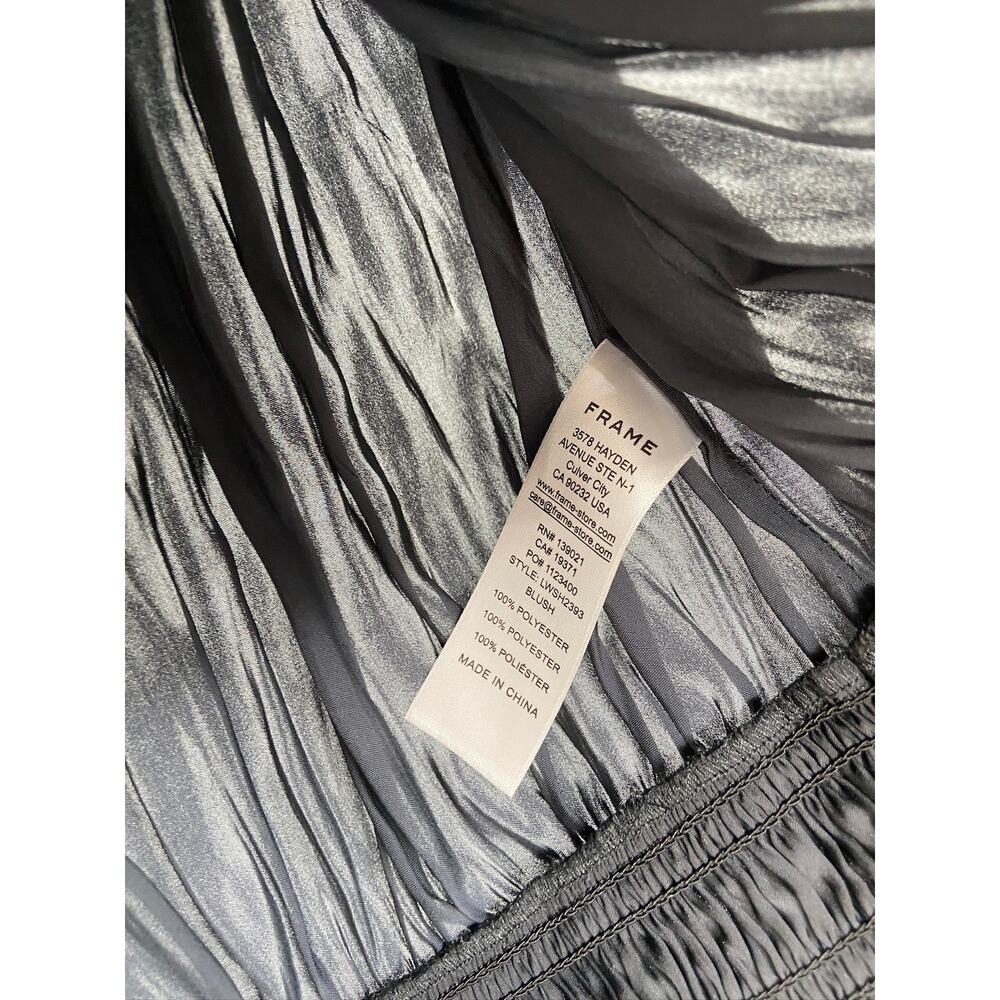 Frame Noir Black Pleated V-Neck Sleeveless Smocked Hem Top Size Small - Picture 5 of 6
